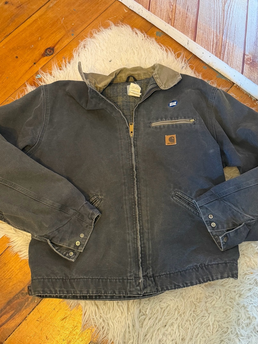 Vintage Carhartt Detroit blanket lined grey Workwear Zip Jacket size XL